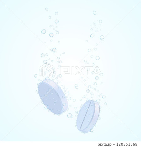 Tablet with bubbles. Effervescent dissolving aspirin tablets in carbonated water. Effervescent soluble tablets. Sparkling water bubble trails. Realistic 3d vector Tablet with bubbles. Effervescent dissolving aspirin tablets in carbonated water. Effervescent soluble tablets. Sparkling water bubble trails. Realistic 3d vector 120551369