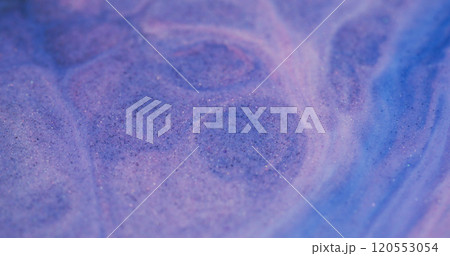 Liquid marble. Glitter wave. Purple leak with stone texture effect. Sparkling enamel of cold delicate shades blend fluctuations wide paint stream. 120553054