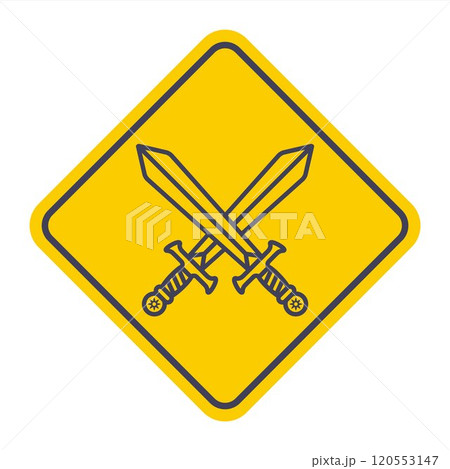 icon crossed swords on yellow background. icon crossed swords on yellow background. 120553147