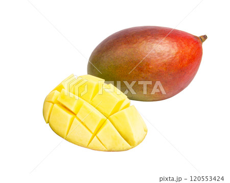 Exotic mango fruit isolated on the white background 120553424