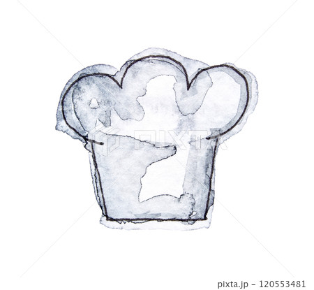 Watercolor chef hat sketch illustration with artistic brush strokes for culinary 120553481