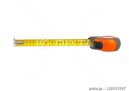 Tape measuring building tool isolated on the white background Tape measuring building tool isolated on the white background 120553597