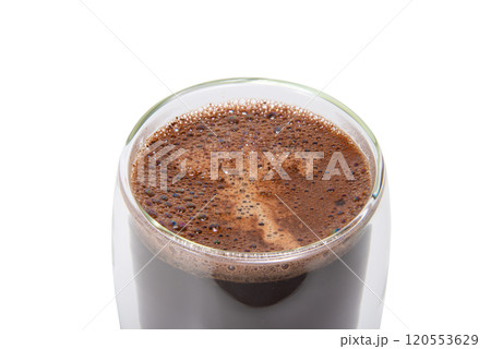 Black coffee in glass with double walls isolated on the white background Black coffee in glass with double walls isolated on the white background 120553629