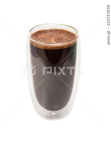Black coffee in glass with double walls isolated on the white background Black coffee in glass with double walls isolated on the white background 120553630