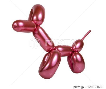 Pink bright balloon dog isolated on the white background Pink bright balloon dog isolated on the white background 120553668