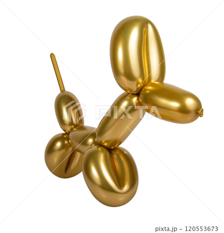 Gold bright balloon dog isolated on the white background Gold bright balloon dog isolated on the white background 120553673