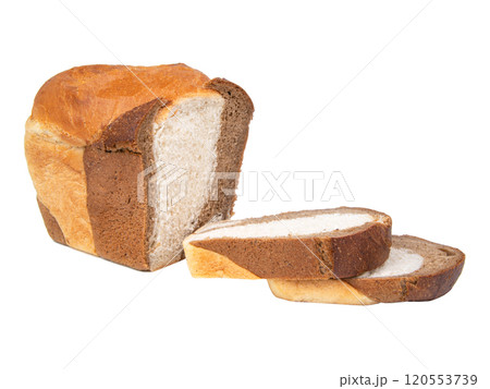 Double white brown bread slice tasty isolated on the white background 120553739