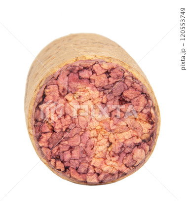 Vintage wine cork single isolated on the white background 120553749