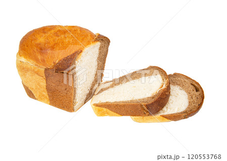 Double color bread sliced isolated on the white background 120553768