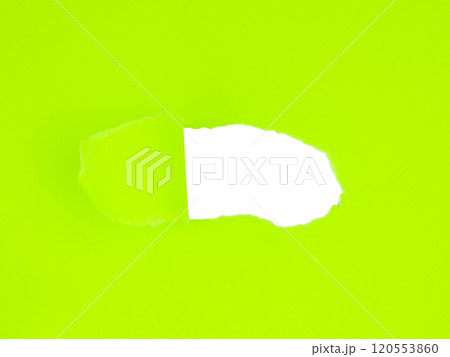 Green bright torn sheet of paper with whole space for text 120553860