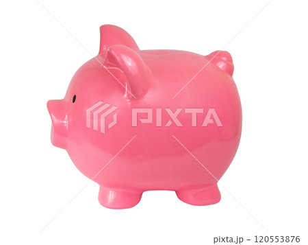 Pink piggy bank isolated on the white background Pink piggy bank isolated on the white background 120553876