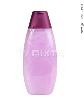 Violet purple shampoo gel bottle isolated on the white background 120553901