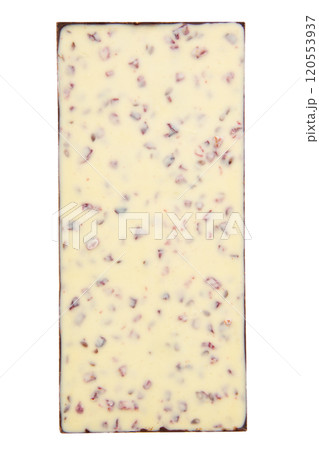 White chocolate with berry isolated on the white background White chocolate with berry isolated on the white background 120553937