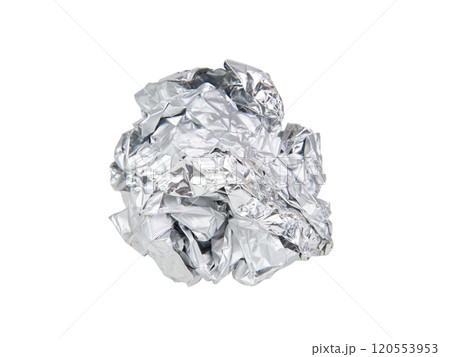 Wrapping foil paper ball isolated on the white background Wrapping foil paper ball isolated on the white background 120553953