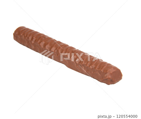 Tasty chocolate bar stick caramel isolated on the white background 120554000