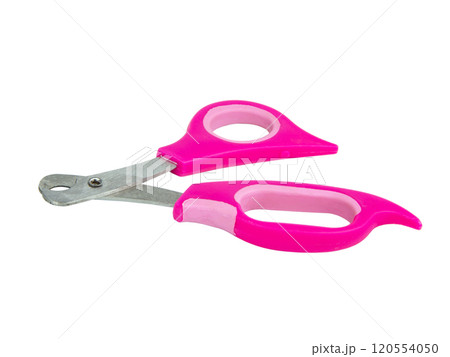 Pink nail clipper for pets grooming isolated on the white background Pink nail clipper for pets grooming isolated on the white background 120554050