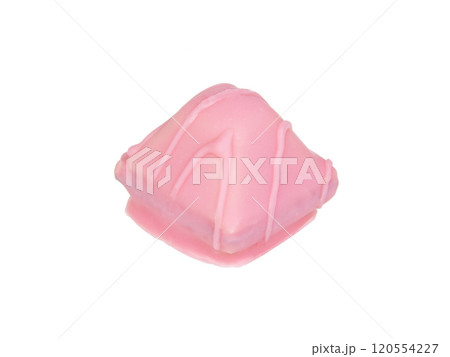 Pink chocolate waffle sweets isolated on the white background 120554227