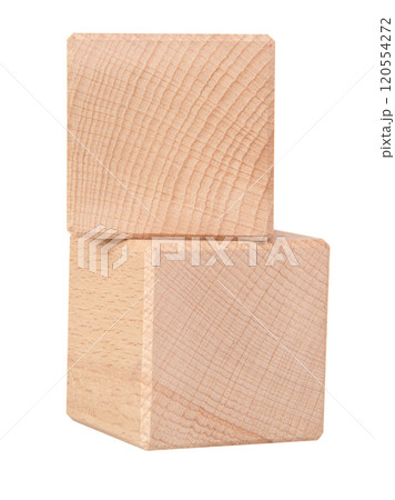 Two wooden cubes for creative isolated on the white background Two wooden cubes for creative isolated on the white background 120554272
