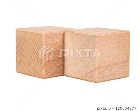Two wooden cubes for creative isolated on the white background Two wooden cubes for creative isolated on the white background 120554277