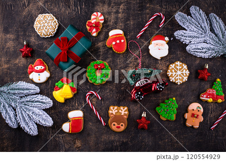 Christmas homemade gingerbread cookies with icing Christmas homemade gingerbread cookies with icing 120554929