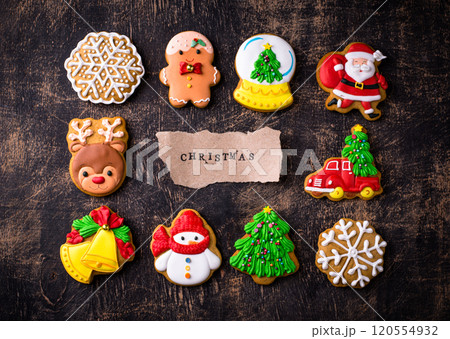Christmas homemade gingerbread cookies with icing Christmas homemade gingerbread cookies with icing 120554932
