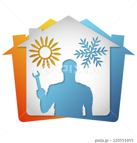 Repair and service air conditioner and home heating symbol 120555055