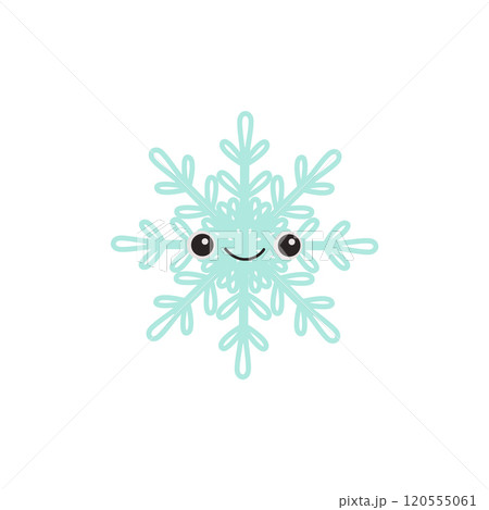 Cute Snowflake character with smiling face Merry Christmas Cute Snowflake character with smiling face Merry Christmas 120555061