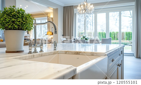 luxury kitchen sink with marble countertop 120555101