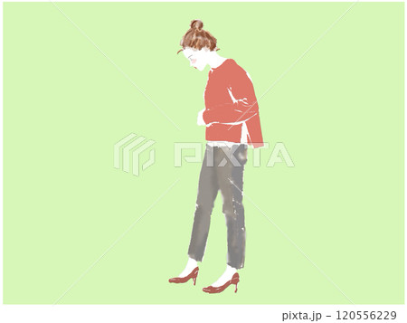 街中を歩く女性　水彩 120556229