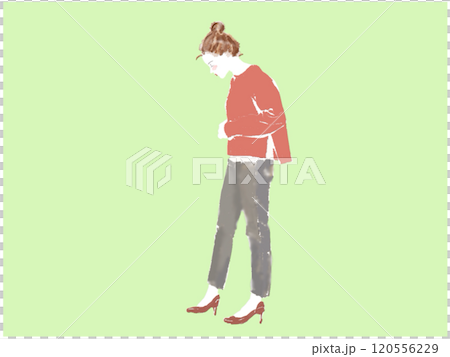 街中を歩く女性　水彩 120556229