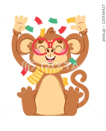 Happy monkey birthday baby character Happy monkey birthday baby character 120556427