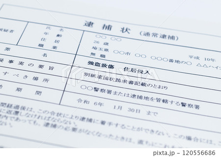 闇バイトの逮捕状（強盗致傷罪） 120556686