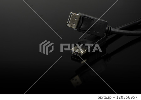 DisplayPort Cables on Black Background 120556957