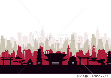 Tokyo Japan skyline. Trendy cityscape silhouette 120557743