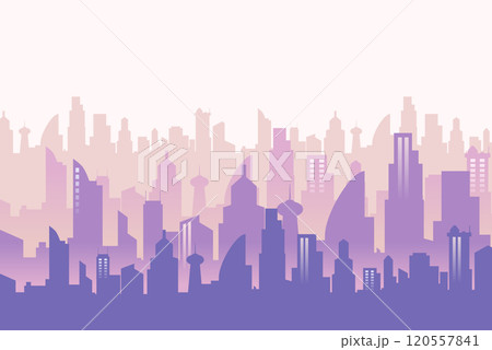 Modern cityscape silhouette background. Vector illustration banner template 120557841