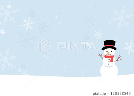 雪だるまの寒中見舞いのイラスト 雪だるまの寒中見舞いのイラスト 120558549
