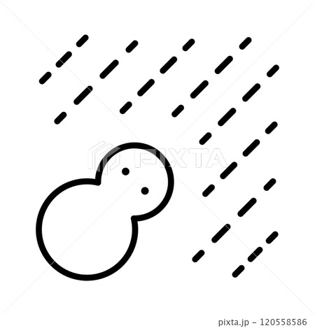 大雪な雪だるまのお天気線画アイコン_線幅編集可能 120558586