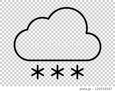 雪雲のお天気線画アイコン_線幅編集可能 雪雲のお天気線画アイコン_線幅編集可能 120558587
