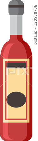 Red wine bottle with blank label and black circle, standing upright against white background, ready for customization and branding Red wine bottle with blank label and black circle, standing upright against white background, ready for customization and branding 120558736