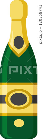 Green champagne bottle with gold foil and labels represents celebration, luxury, and special moments, creating a festive atmosphere Green champagne bottle with gold foil and labels represents celebration, luxury, and special moments, creating a festive atmosphere 120558741