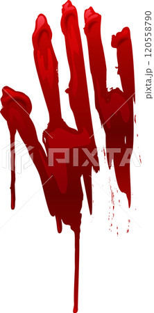 Dripping blood from a bloody hand print creates a disturbing scene, perfect for halloween or any project needing a touch of horror 120558790