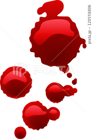 Several dripping blood drops are creating a blood stain on a white background, ideal for medical, crime, or horror themed projects Several dripping blood drops are creating a blood stain on a white background, ideal for medical, crime, or horror themed projects 120558806