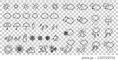 天気　手書きアイコン　セット 120559558