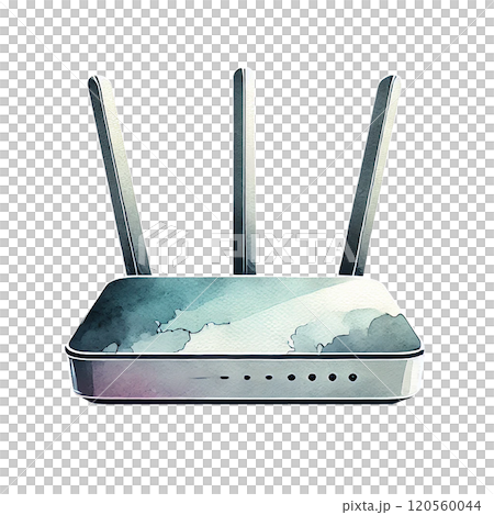 ウォータカラー風の無線ルーターイラスト｜テクノロジーやIT関連デザイン素材に最適 120560044