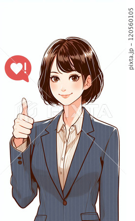 人物素材ーいいねしてる中年女性風イメージ middle-aged woman with likes 120560105