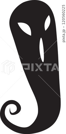 Minimalist vector illustration of lord ganesha, the hindu god of wisdom, prosperity, and new beginnings, featuring a distinctive trunk and large ears, symbolizing auspiciousness and success 120560225