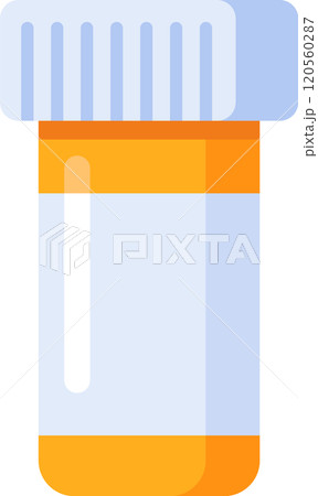 Orange medicine bottle featuring a childproof cap, designed to prevent accidental opening by children, promoting medication safety and responsible storage practices 120560287