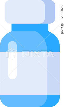 Simple yet impactful, this illustration of a blue medicine bottle represents healthcare, pharmaceutical products, and medical treatments, emphasizing the importance of health and well being Simple yet impactful, this illustration of a blue medicine bottle represents healthcare, pharmaceutical products, and medical treatments, emphasizing the importance of health and well being 120560289