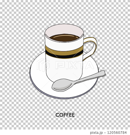 純喫茶のコーヒー　線画の手描きのイラスト 120560784