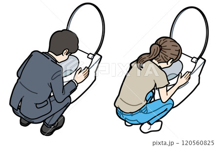 トイレで吐く男女 トイレで吐く男女 120560825